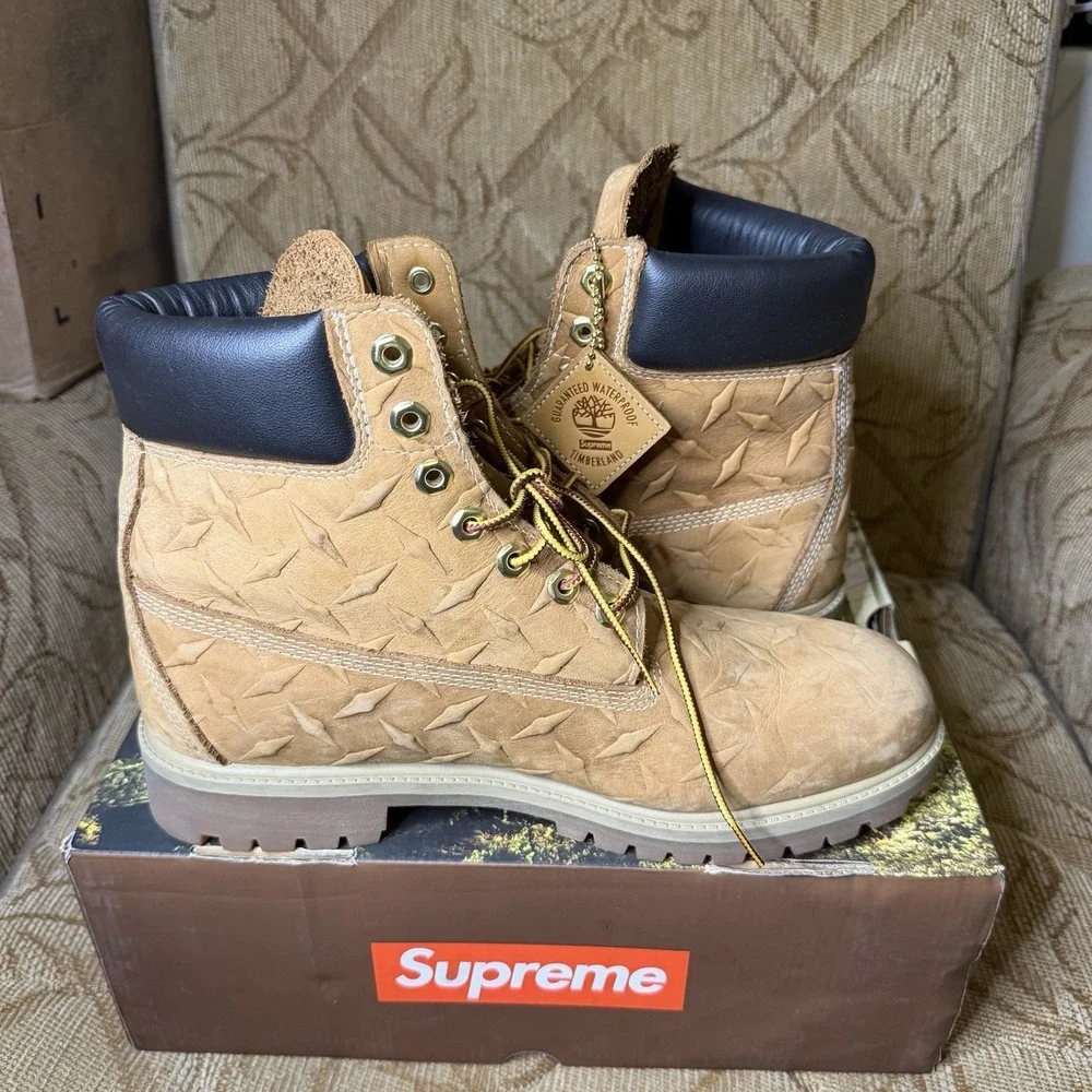 Supreme Timberland 6 Inch Premium Waterproof Boot Diamond Plate - Wheat Size 11